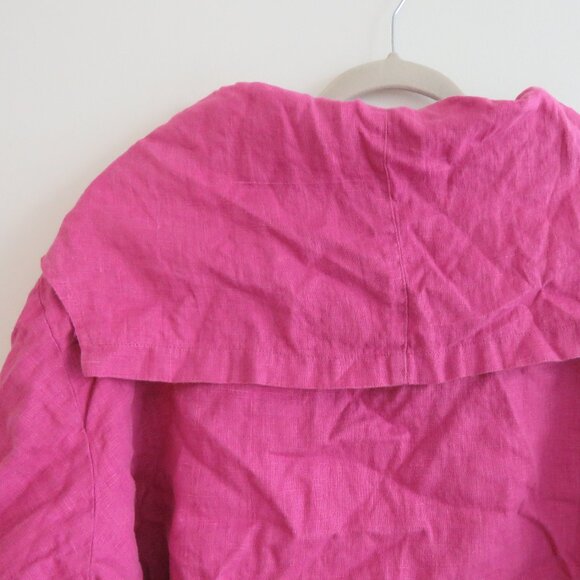 VINTAGE ITEMZ CHRIS BAUMGARTNER 100% Linen Cropped Button Top Pink Lagenlook - Picture 10 of 15